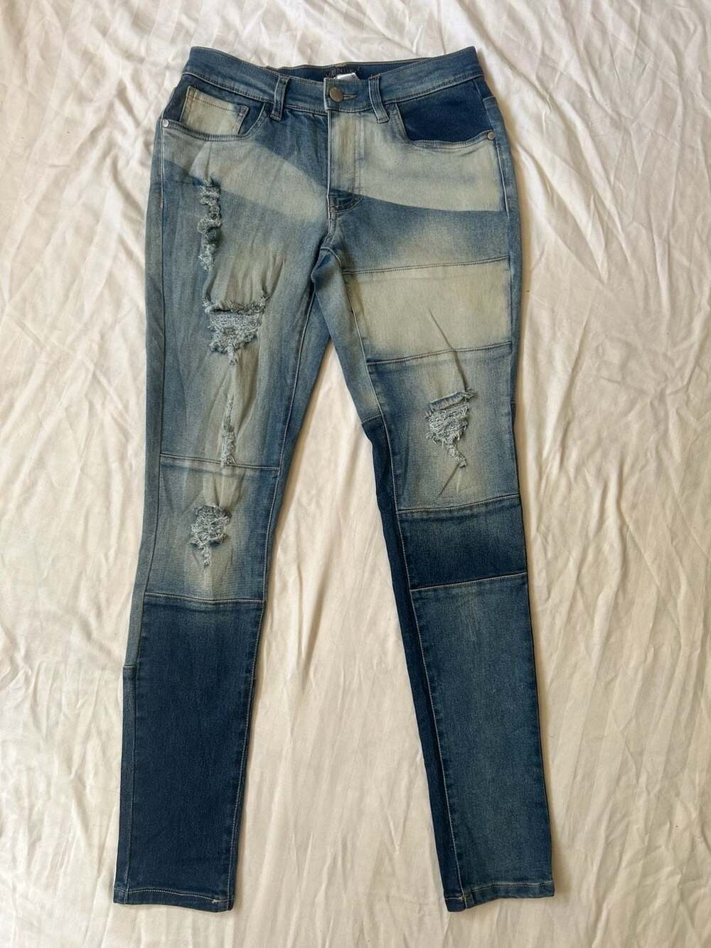 Venus Patchwork Distressed Skinny Jeans